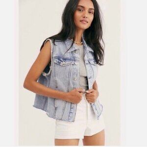 Free People Denim Vest in Light Blue